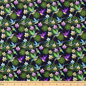 KoolSwitch Fabric by The Yard [ 58 inches x 1 Yard ] Decorative Fabric for Sewing Quilting Apparel Crafts Home Decor Accents (Hummingbird Pattern), Length = 1 Yard