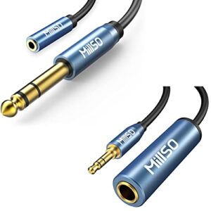 millso bundle 1/4 to 3.5mm headphone adapter trs for amplifiers, guitar, keyboard piano, home theater, mixing console, headphones