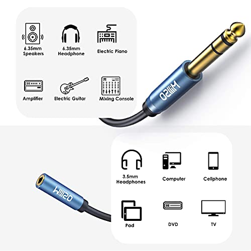 MillSO Bundle 1/4 to 3.5mm Headphone Adapter TRS for Amplifiers, Guitar, Keyboard Piano, Home Theater, Mixing Console, Headphones