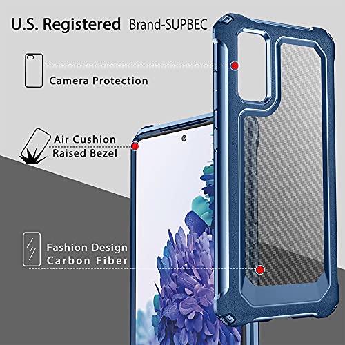 SUPBEC Galaxy S20 Case, Slim Carbon Fiber Shockproof Protective Cover with Screen Protector [x2] [Military Grade Drop Protection] [Anti Scratch&Fingerprint], Samsung S20 Case, 6.2", Black