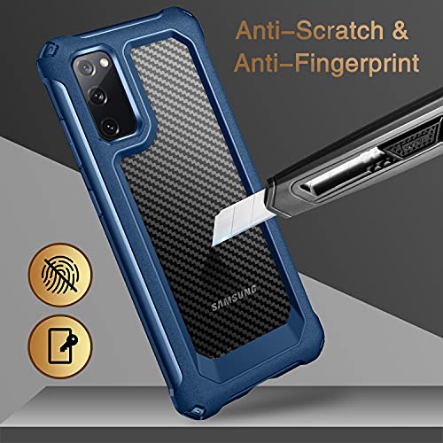 SUPBEC Galaxy S20 Case, Slim Carbon Fiber Shockproof Protective Cover with Screen Protector [x2] [Military Grade Drop Protection] [Anti Scratch&Fingerprint], Samsung S20 Case, 6.2", Black