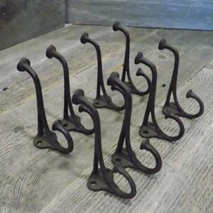 Midwest Craft House 8 Rustic Cast Iron Coat Hat Wall Hooks Restore School Farm Towel Bath Kitchen