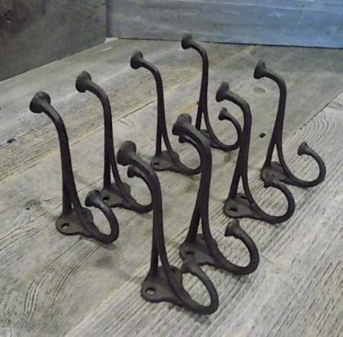 Midwest Craft House 8 Rustic Cast Iron Coat Hat Wall Hooks Restore School Farm Towel Bath Kitchen