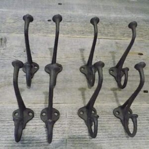 Midwest Craft House 8 Rustic Cast Iron Coat Hat Wall Hooks Restore School Farm Towel Bath Kitchen