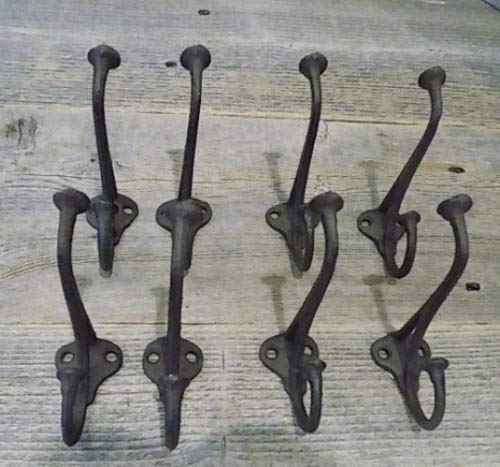 Midwest Craft House 8 Rustic Cast Iron Coat Hat Wall Hooks Restore School Farm Towel Bath Kitchen