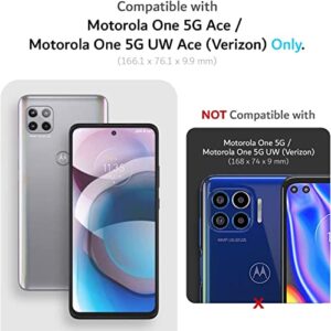 NZND Case for Motorola Moto One 5G Ace (One 5G UW Ace) with [Built-in Screen Protector], Full-Body Protective Shockproof Rugged Bumper Cover, Impact Resist Durable Phone Case (Marble Design Sapphire)