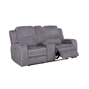 global furniture usa power console reclining loveseat dark & light grey