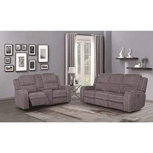 Global Furniture USA Power Console Reclining Loveseat Dark & Light Grey