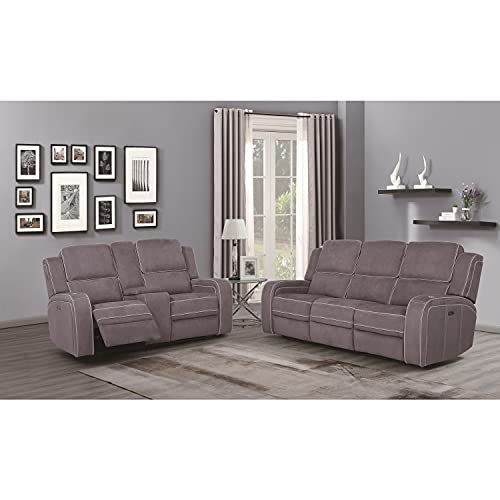 Global Furniture USA Power Console Reclining Loveseat Dark & Light Grey