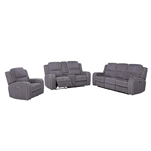 Global Furniture USA Power Console Reclining Loveseat Dark & Light Grey