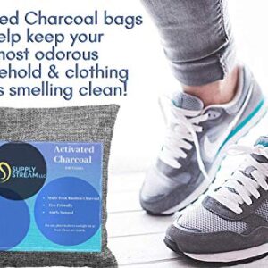 Natural Charcoal Bamboo Bags / 4 Pack / Fresh Order Absorber Bag / for Home, Closet Pet Drawers / Air Deodorizer / Activated Charcoal Bags