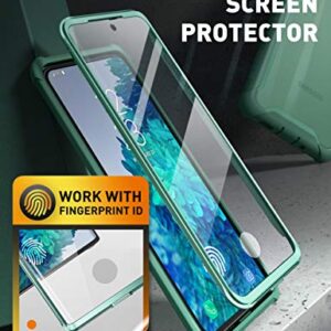 i-Blason Ares Series Designed for Samsung Galaxy S20 FE 5G Case (2020 Release), Dual Layer Rugged Clear Bumper Case with Built-in Screen Protector (MintGreen)