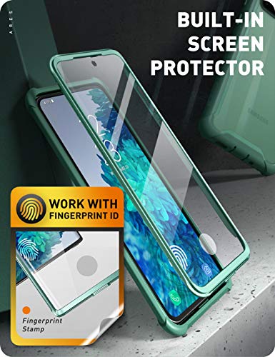 i-Blason Ares Series Designed for Samsung Galaxy S20 FE 5G Case (2020 Release), Dual Layer Rugged Clear Bumper Case with Built-in Screen Protector (MintGreen)