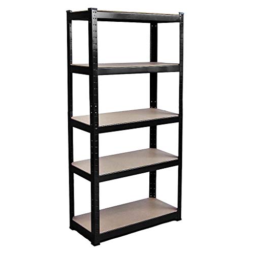 Bookshelf, 5-Tier Modern Bookcase, Industrial Look Shelves Unit with Metal Steel and MDF Boards Frame for Living Room, Bathroom and Office,Study,H 150 x W 70 x D 30 CM,Black,Each Shelf Lifting 175kgs.
