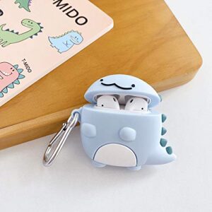 Bawposy Airpod 2/1 Case，Silicone 3D Cute Funny Cartoon Animal Kawaii Airpod Cover Skin Accessories Key Chain for Kids Girls Teens Women Boys (Cute Little Dinosaur)