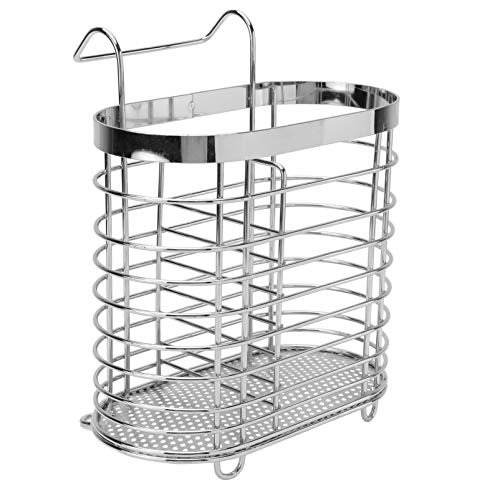 Cabilock Stainless Steel Utensil Drying Rack Basket Holder with Hook No Drilling Chopsticks Holder Spoon Fork Drainer Fork Basket Flatware Hanging Rack