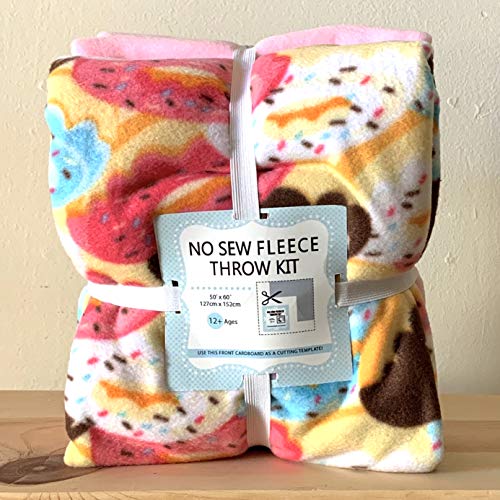 Donuts on Donuts Anti-Pill Premium No-Sew Throw Fleece Fabric Kit (72x60)