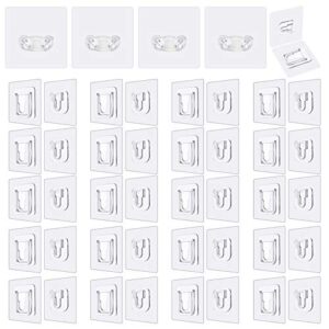 double side adhesive hooks 24 pack wall hooks heavy duty 13.2 lbs max, self adhesive hooks waterproof sticky hooks for bathroom, kitchen, picture hanging hook