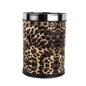 ergou waste bin belt stainless steel ring round leather trash can wastebasket rubbish bin for office, living rooms, bedrooms