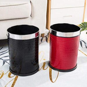 ERGOU Waste Bin Belt Stainless Steel Ring Round Leather Trash Can Wastebasket Rubbish Bin for Office, Living Rooms, Bedrooms