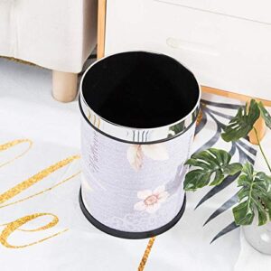 ERGOU Waste Bin Belt Stainless Steel Ring Round Leather Trash Can Wastebasket Rubbish Bin for Office, Living Rooms, Bedrooms