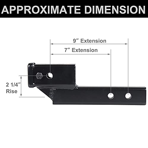 REYSUN 864121 Trailer Hitch Riser with 2.25 inch Rise/Drop for 2 inch Receiver Hitch Extension, Solid Shank, Hitch Pin Kit Included