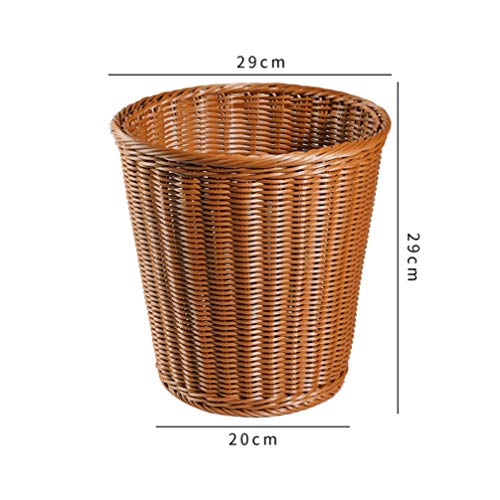 VICASKY Round Wicker Rattan Waste Basket Trash Can Garbage Container Bin for Bathrooms Kitchens Home Offices 39x39cm Light Brown