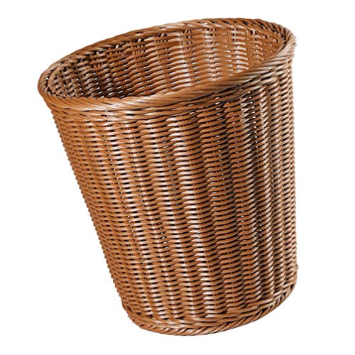 VICASKY Round Wicker Rattan Waste Basket Trash Can Garbage Container Bin for Bathrooms Kitchens Home Offices 39x39cm Light Brown