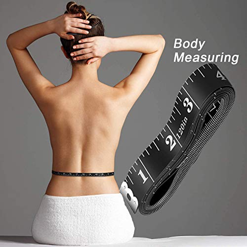 2 Pack Sewing Tape Measure120Inch/300cmDouble-Scale Soft Tape Measuring Body Weight Loss Medical Body  Measurement Sewing Tailor Cloth Ruler Dressmaker Flexible Ruler Tape Measure (Black)