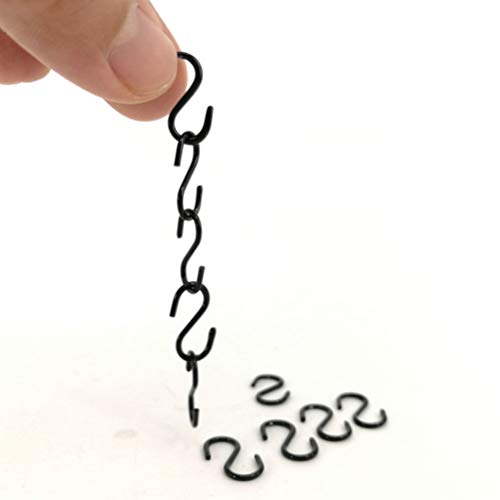 EXCEART 20 Pcs Mini S Hooks Metal Wire Hook Connectors Miniature Doll House Hanger for DIY Crafts Jewelry Hanging Supplies Black White
