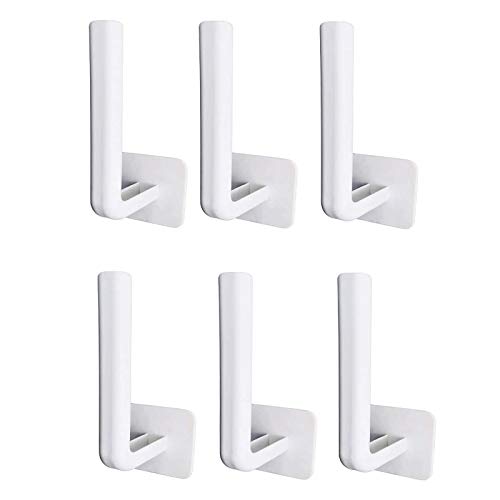 6Pcs Utility Hooks, Adhesive Hooks, Multi-Purpose Wall-Mounted Hooks, Bathroom Towel Hooks, Toilet Paper Towel Hooks, Hooks for Kitchen, Bedroom, and Living Room