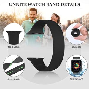 Unnite Stretchy Solo Loop Bands Compatible for Apple Watch Band 38mm 40mm 41mm 42mm 44mm 45mm, Silicone Sports Band Elastic Replacement Wristband for iWatch Series SE/8/7/6/5/4/3/2/1 Women Men