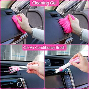 THINKWORK Pink Car Detailing Cleaning Kit, Car Wash Kit, Car Accessories for Women Suitable for Small and Medium Vehicles Such As Cars, Trucks, Suvs(17pcs)