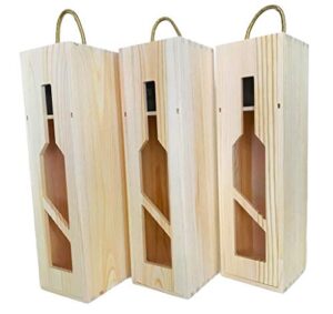 3 pack wine box - single wine bottle wood storage gift box with handle for birthday party, housewarming, wedding, anniversary, celebrations, parties, new year, holidays, occassions