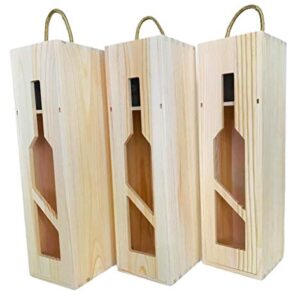 3 Pack Wine Box - Single Wine Bottle Wood Storage Gift Box with Handle for Birthday Party, Housewarming, Wedding, Anniversary, Celebrations, Parties, New Year, Holidays, Occassions