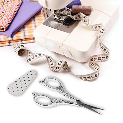 Hisuper 4.5 inch Silver Sewing Embroidery Scissors with Leather Scissors Cover Small Sharp Utility Craft Scissor for Embroidery Crafting Art Work Needlework DIY Tool