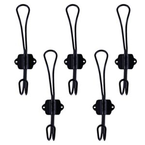 VORCOOL Metal Coat Rack 5Pcs Wall Mounted Dual Coat Hooks Metal Wall Hooks Robe Hook Rustic Double Hooks Coat Hanger for Scarf Bag Towel Key Cap Cup Hat Wall Mount Clothes Rack