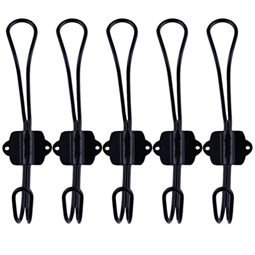 VORCOOL Metal Coat Rack 5Pcs Wall Mounted Dual Coat Hooks Metal Wall Hooks Robe Hook Rustic Double Hooks Coat Hanger for Scarf Bag Towel Key Cap Cup Hat Wall Mount Clothes Rack