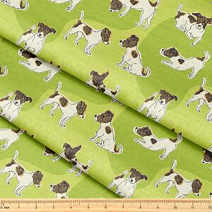 koolswitch fabric by the yard [ 58 inches x 1 yard ] decorative fabric for sewing quilting apparel crafts home decor accents (jack russell terrier pattern), length = 1 yard