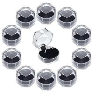 chgcraft 40pcs black clear plastic ring boxes crystal earrings jewelry storage boxes display organizer case with foam insert for wedding proposal valentine's day, 1.5×1.5 inch