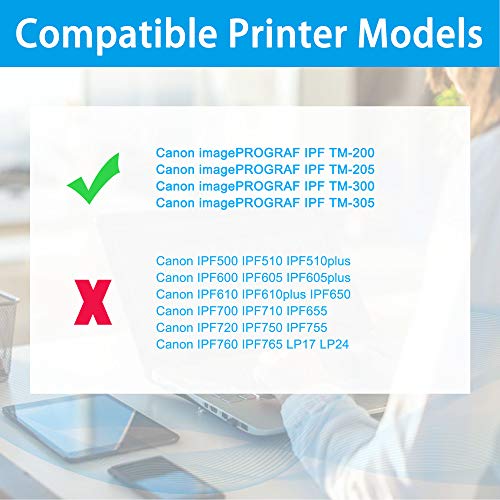 LCL Compatible Ink Cartridge Pigment Replacement for Canon PFI120 PFI-120 PFI-120MBK PFI-120BK PFI-120C PFI-120M PFI-120Y 130ML IPF TM-200 IPF TM-205 IPF TM-300 IPF TM-305 (6-Pack KCMY2MBK)