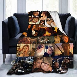 gmhnssdszd movies titanic collage soft fannel fleece jack rose sweet love throw lightweight warm plush blankets bed couch office home accessories funny gifts for women men kids pets 80x60inch,black
