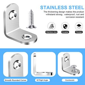 40PCS L Bracket Corner Brace, Stainless Steel L Brackets for Shelves, Metal Corner Bracket, Small Right Angle Bracket for Wood Furniture Chair Drawer Cabinet with 80PCS Screws (0.79 x 0.79 inch)