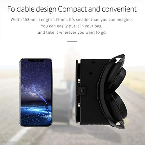 3D Virtual Reality Headset, 3D VR Glasses Viewer w/ Bluetooth Headphones for iOS iPhone 12 11 Pro Max Mini X R S 8 7 Samsung Galaxy S10 S9 S8 S7 Edge Note/A 10 9 8 + Other 4.7-6.2" Cellphone, Black