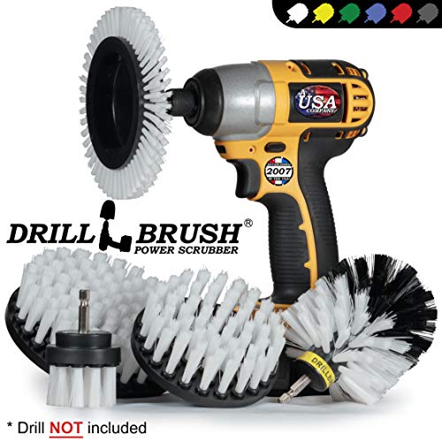 Drill Brush Power Scrubber Soft White Attachment Set - Windshield Cleaner - Soft Scrub Brush for Glass – Auto Detailing Brush Kit - Car Carpet Power Scrubber - Interior Cleaning - Car Wash Accessories