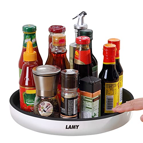 LAMY Lazy Susan Organizer Kitchen Organization, 10 Inch Lazy Susan Turntable for Cabinet, Pantry, Refrigerator and Table, Black