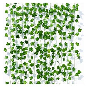 mandy's 12pcs fake vines artificial ivy leaves, silk ivy garland hanging plants for home kitchen wedding wall decor
