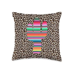 funny serape cactus designs funny leopard cheetah and serape cactus print throw pillow, 16x16, multicolor