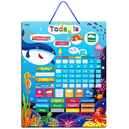 Magnetic Learning Calendar Portable Educational Learning Tool for Preschool or Toddler Age (The Ocean Version)