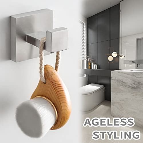 Angle Simple Bathroom Towel Hook 2 PCS, SUS304 Stainless Steel Bath Towel Holder, Square Robe Hook for Wall, Brushed Nickel